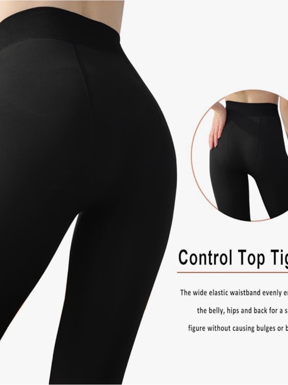 Control Top Black Tights - Women's Shaping Leggings